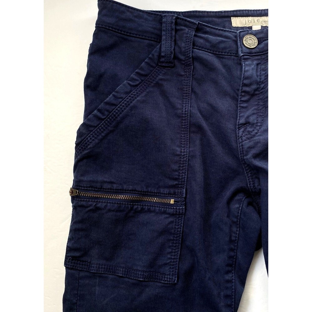 Joie Womens Park Skinny Pants 29 Navy Blue Utility Cargo Lyocell Blend Calf Zips - Picture 10 of 16